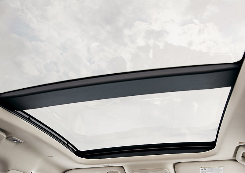 The available panoramic Vista Roof® is shown from inside a 2023 Lincoln Corsair® SUV. | Lincoln Cosmos Demo in Derwood MD